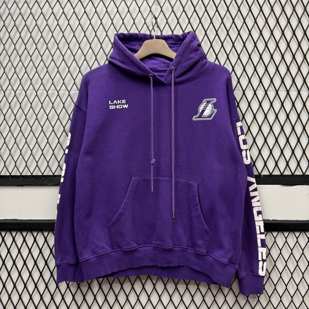 NBA X 레이커스 스웻셔츠 후드 레이크 쇼 레터링 디테일 퍼플