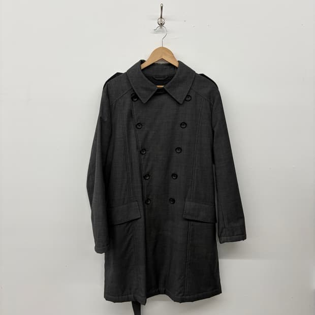 아르마니 차콜 더블 버튼 트렌치 코트 여/M