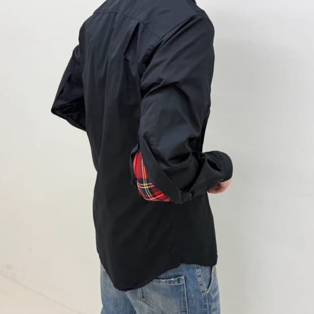 꼼데가르송 옴므플러스 히든 체크 슬릿 셔츠