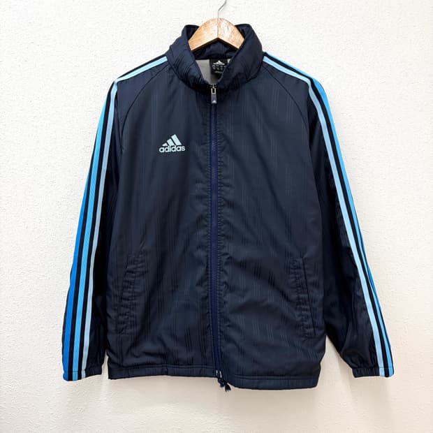 아디다스 네이비 톤온톤 삼선 후드 윈드브레이커