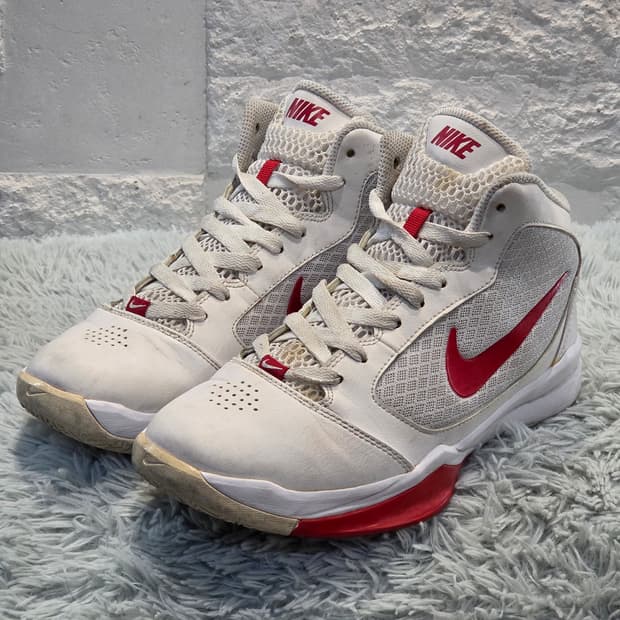 3q-1:나이키 레드 스우시 하이컷 농구화 화이트/레드 (23.5cm)