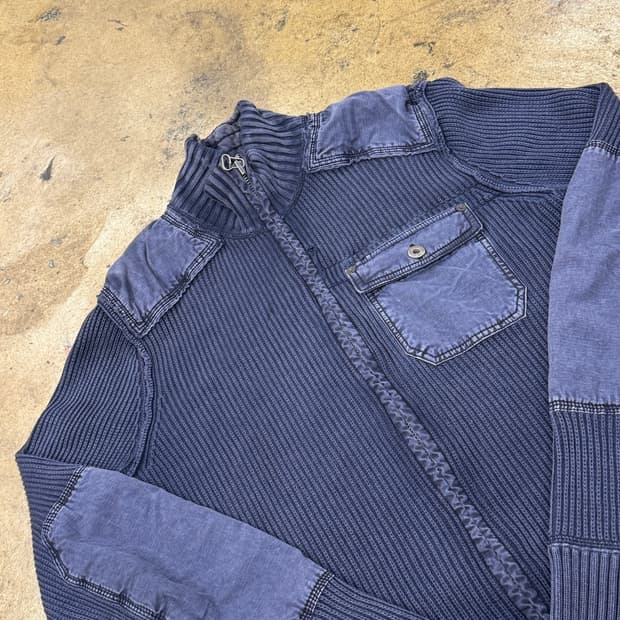 폴로 진스 빈티지 데님 니트 집업 