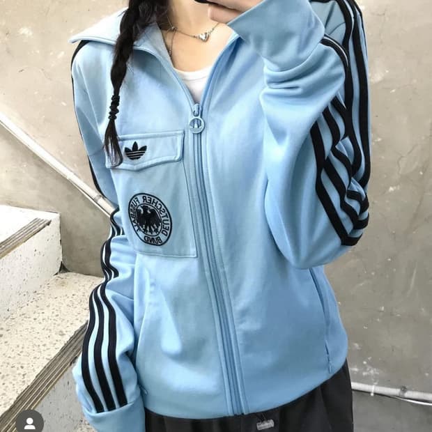 아디다스 독일 져지 스카이블루 희귀 빈티지
