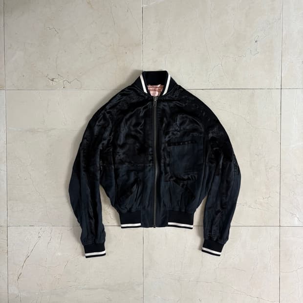 Haider Ackermann silk patchwork bomber