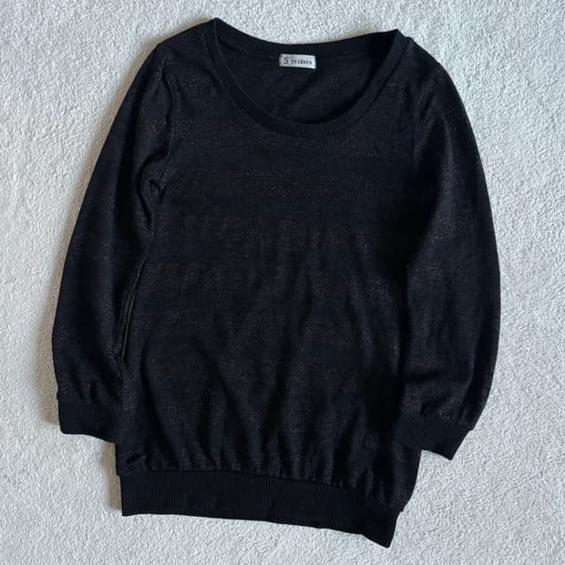 일본빈티지 y2k sorridere 스트라이프 블랙 니트