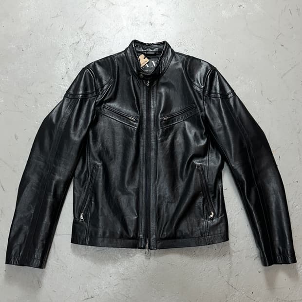  아르마니 익스체인지 레더 자켓 카페레이서 모터사이클 자켓