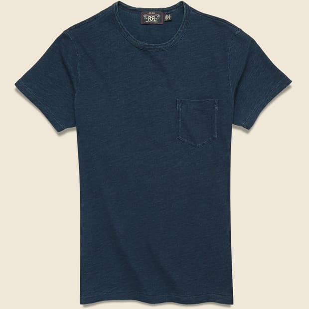 RRL 더블알엘 슬럽 저지 포켓 티 인디고 M