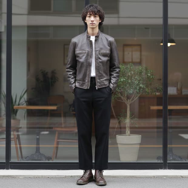 90s LANZI 클래식 진브라운 빈티지 양가죽자켓