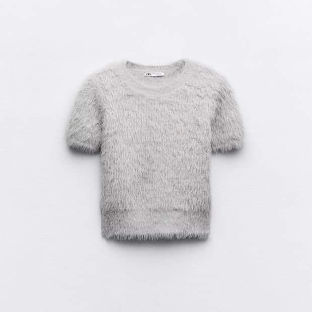 (당일배송) 자라 zara 페이크 퍼 스웨터 그레이 7901/402