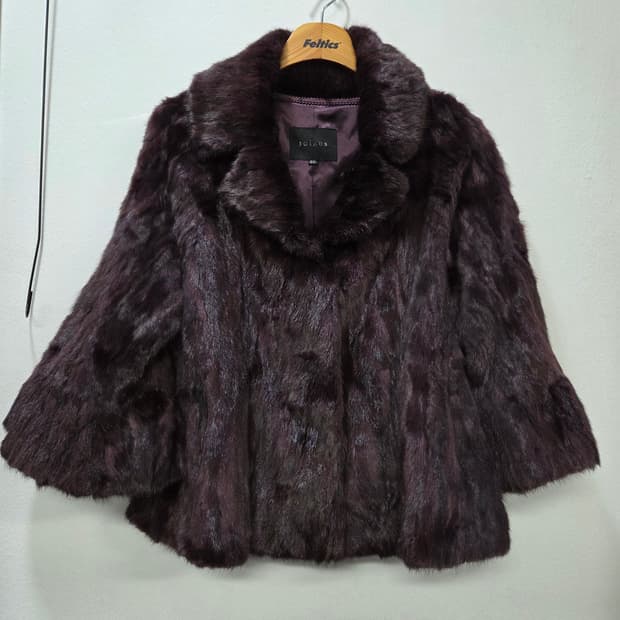 조이너스 밍크퍼 와인컬러 코트 Y2K 숏 스타일 66