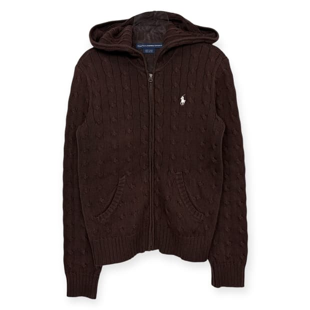 폴로 랄프로렌 후드 꽈배기 니트 집업 가디건 자켓