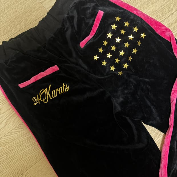 일본빈티지 갸루 벨벳 와이드 츄리닝팬츠