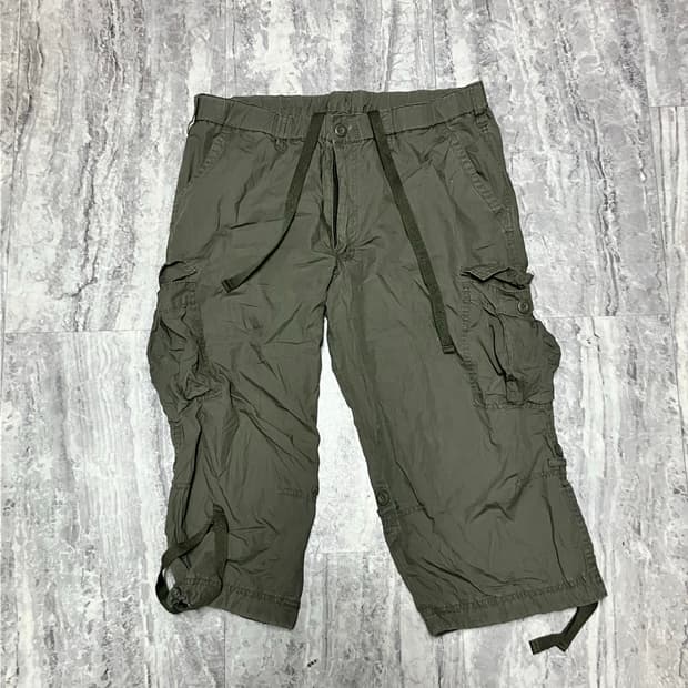 일본빈티지 올드스쿨너드남모리 밀리터리카고 버뮤다팬츠 카키