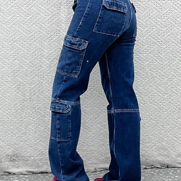 자라 빈티지 미드라이즈 벨티드 데님 카고팬츠 26인치 C07834