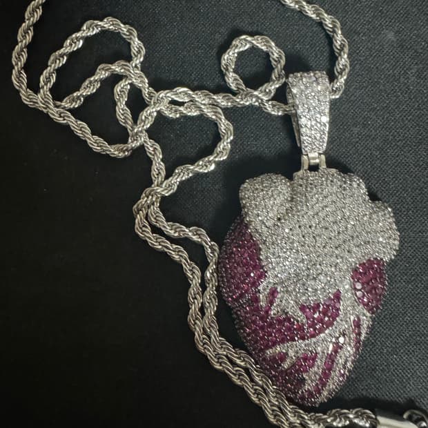 새상품)심장 아이스 다이아몬드 펜던트 목걸이