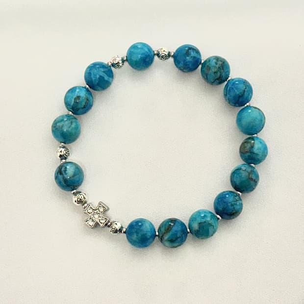 (핸드메이드) 천연석 터키석 묵주팔찌