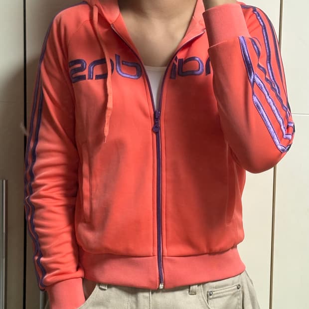 아디다스 빅로고 오렌지 후드집업