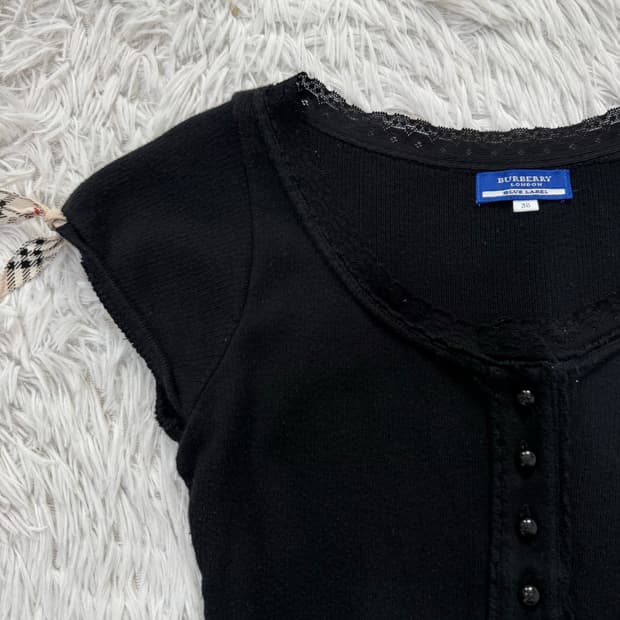 BURBERRY 일본빈티지 슬림핏 크롭 반팔 버버리 크롭티 딱붙핏 M 3
