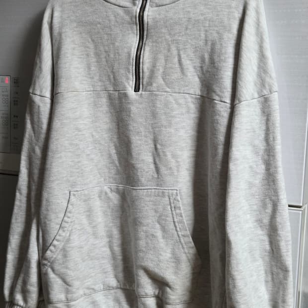 만원급처! 화이트 멜란지 반집업 맨투맨