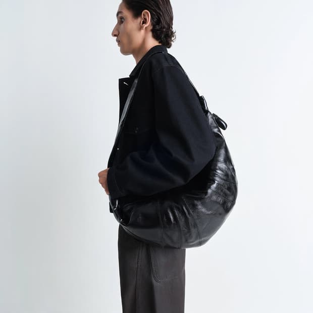 르메르 26ss 크루아상 범백 라지/코티드 코튼 블랙