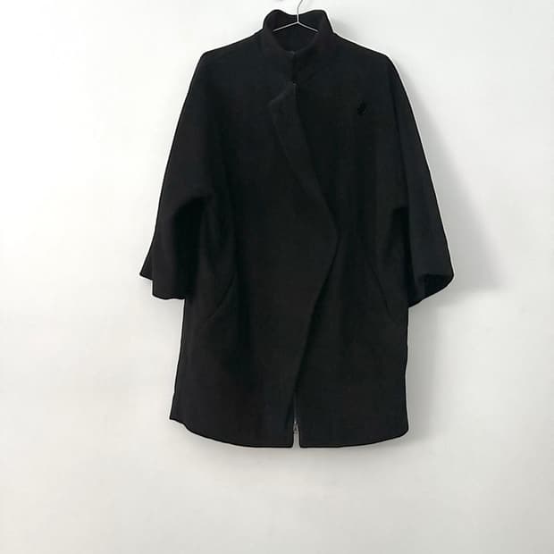 CALVIN KLEIN high neck mid coat / black