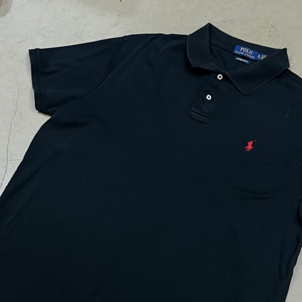XL 폴로랄프로렌 커스텀 슬림핏 블랙 반팔 카라티