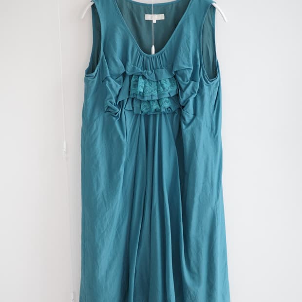 쿠미쿄쿠 KUMIKYOKU Teal green frill dress