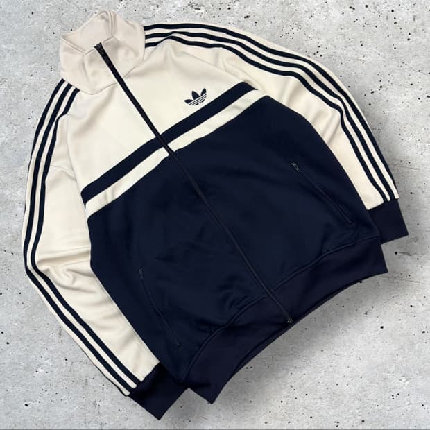 [L] 10s 아디다스 파이어버드 삼선 트랙탑 화이트네이비 B459