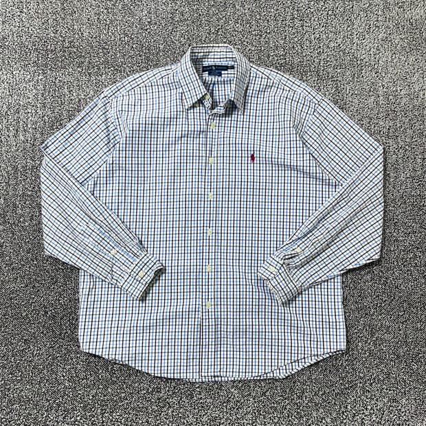빈티지9. 폴로랄프로렌 클래식핏 옥스포드 블루 체크 셔츠 코튼