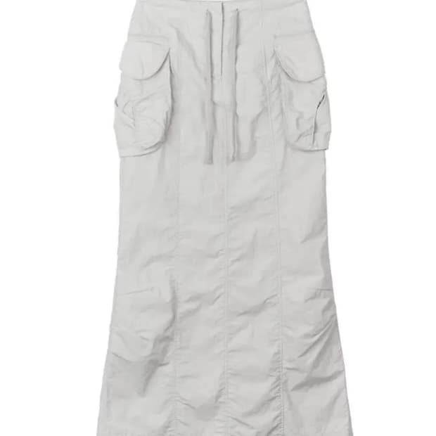 스컬프터 파라슈트 카고 맥시 스커트 그레이
