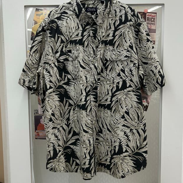 [XL] 챕스 리프 패턴 반팔셔츠  Tropical Leaf Shirt