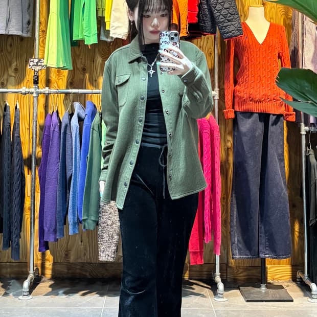 L 폴로랄프로렌 투포켓 버튼 카키 셔츠 자켓