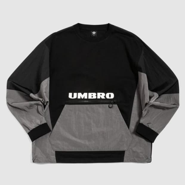 XXL 엄브로 컬러블록 하이브리드 우븐 믹스 포켓 웜업 맨투맨