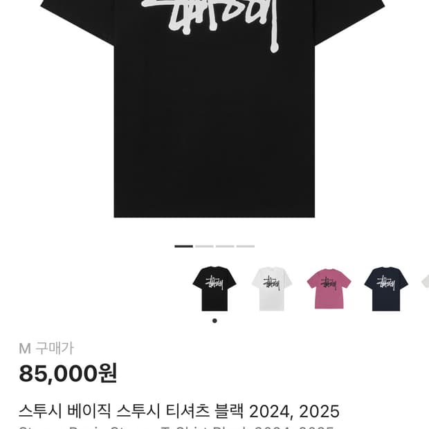 스투시 베이직 스투시 티셔츠 블랙 2024, 2025