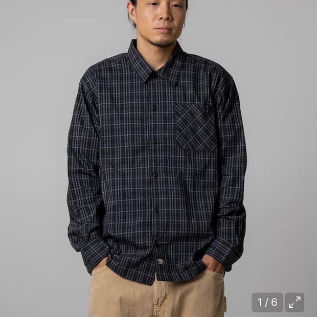 [XL] 디키즈 포플린 체크셔츠 블랙