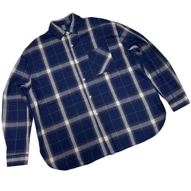 오버사이즈 네이비 윈도우페인 체크 셔츠