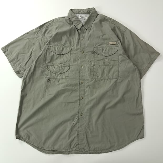 CA138 2XL 콜롬비아 PFG 90s 그레이시올리브 반팔 셔츠 남방