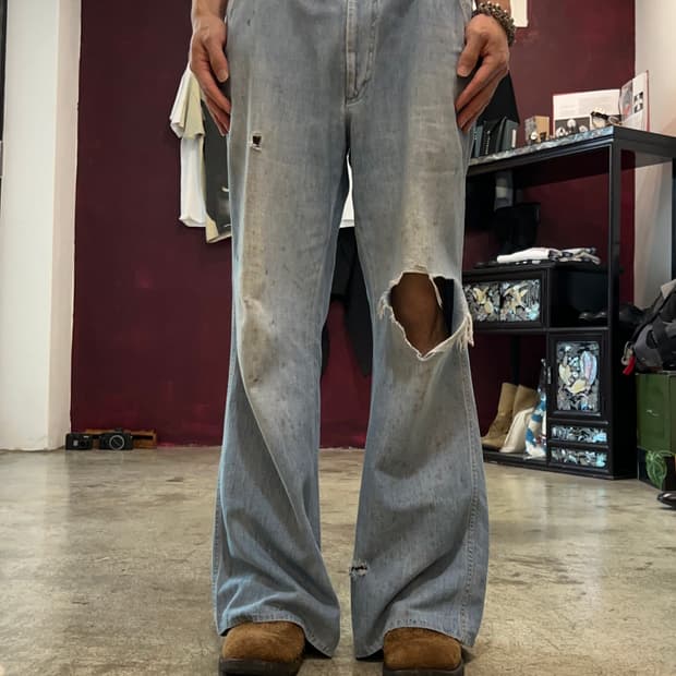 70s Levis 더티 와이드 플레어핏 데님 팬츠
