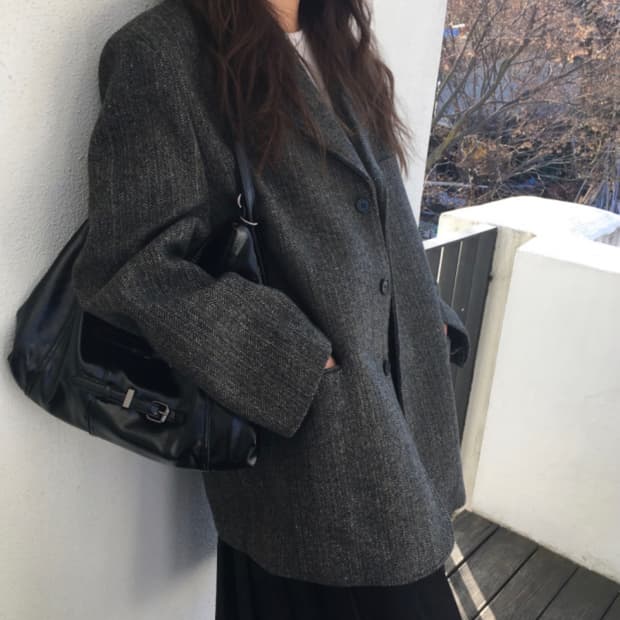 이즈이즈 헤링본 울 자켓