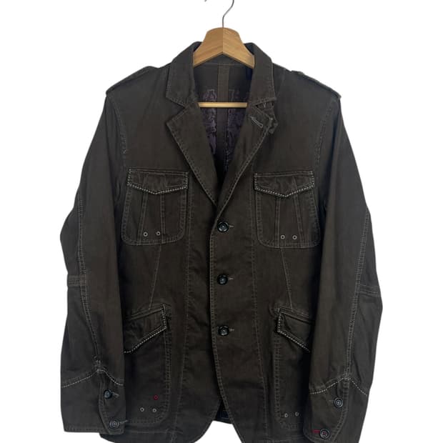 JPN 카키 포켓포인트 빈티지 스타일 자켓 M