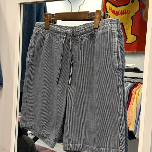 00s Dickies 디키즈 히코리 데님 밴딩 하프 팬츠 (32-38)