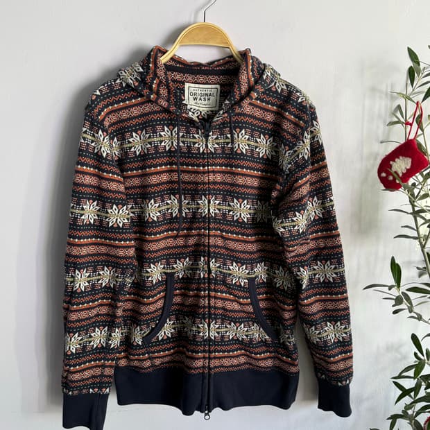 일본빈티지) 눈꽃패턴 후드집업