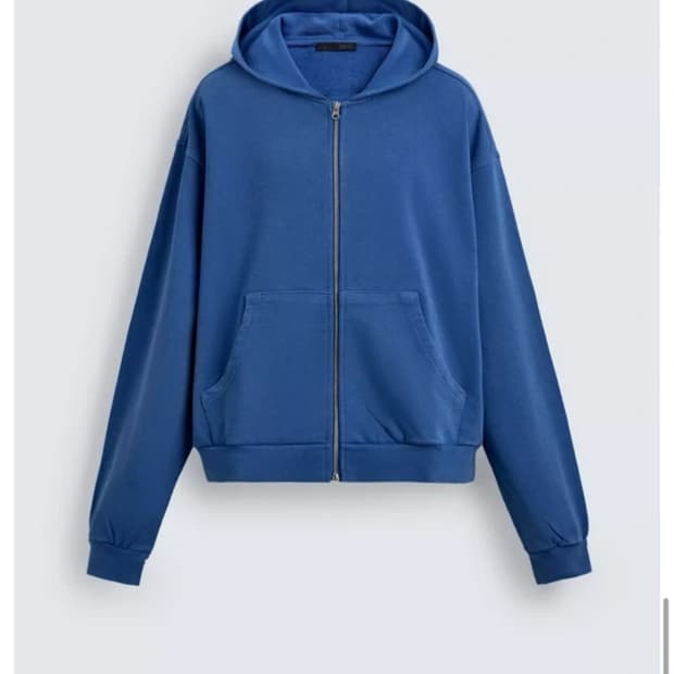 자라 워싱 후드집업 블루