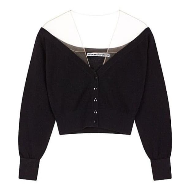 알렉산더왕 시스루 튤가디건 블랙