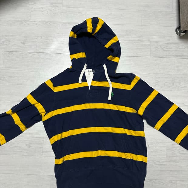 폴로 럭비 스트라이프 후드티 꿀벌 m