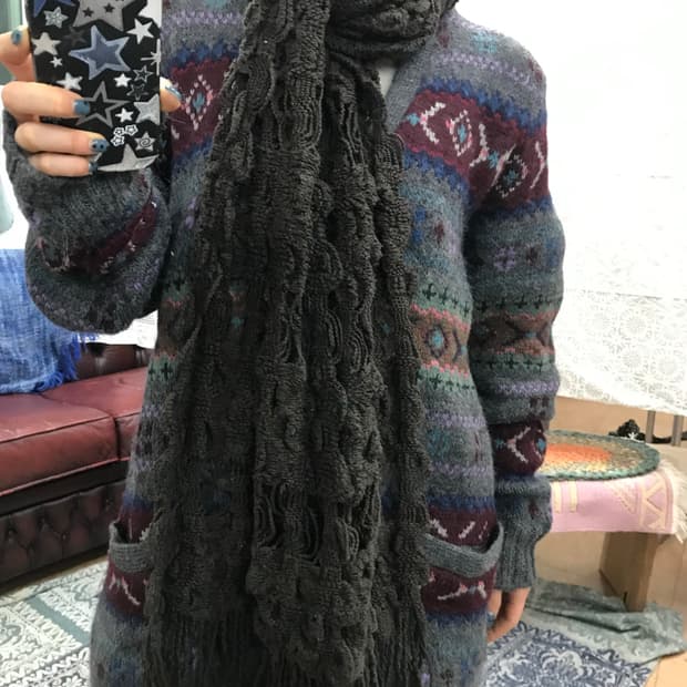 빈티지 딥브라운 니트 머플러 목도리 