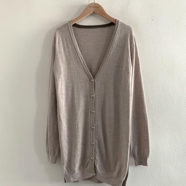 (Vintage)side color line long cardigan
