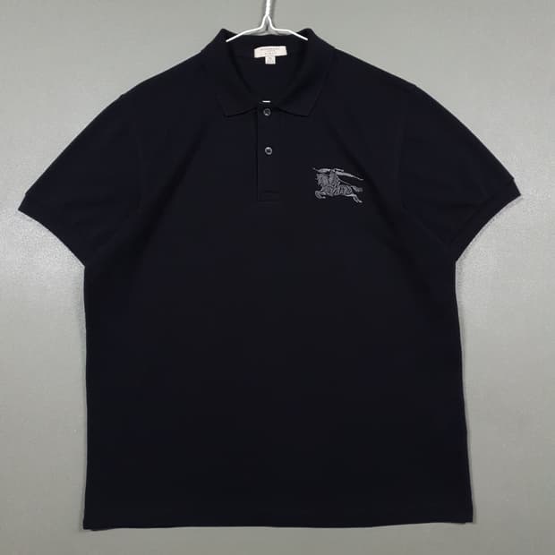 XL) 버버리 크레스트 기사 빅로고 반팔 카라티 폴로 피케 셔츠 블랙