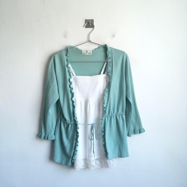 Set)mint frill cd + ivory lace sleeveles