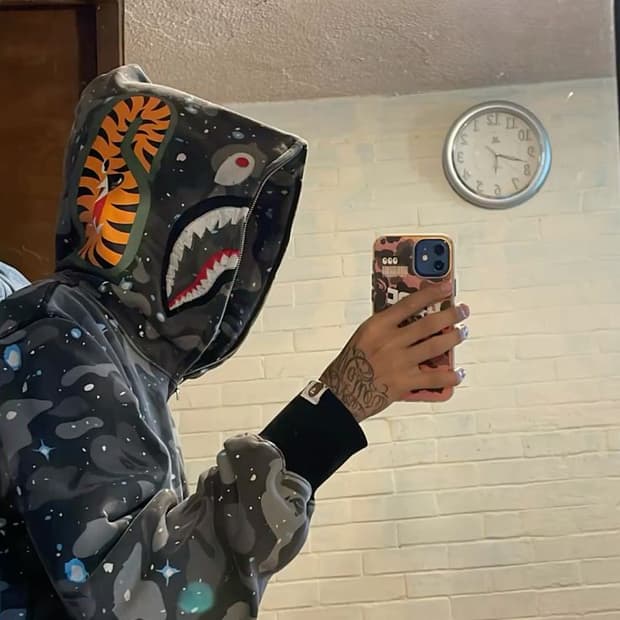 베이프 스페이스 카모 샤크 후드집업